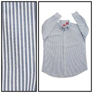 IZOD Men’s Large Blue & White Striped Button Down Shirt